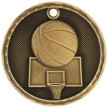 Antique Gold 3D Basketball Medal