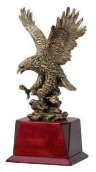 Landing Eagle On Wood Base