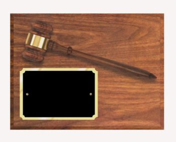 Gavel Corporate Plaque with Walnut Finish