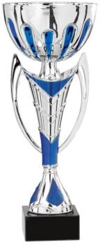 Assembled Silver and Blue Cup Trophy