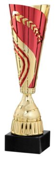 Assembled Gold and Red Plastic Cup Trophy