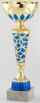 Gold and Blue Cup with White Marble Base