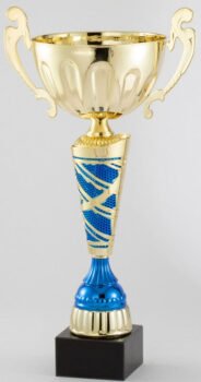 Gold/Silver/Blue Cup with Genuine Black Marble Base