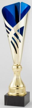 Elegant Blue and Gold Metal Cup with Genuine Black Marble Base