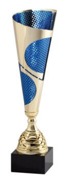 Assembled Cup Gold/Blue Metal On Genuine Marble Base