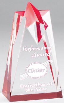 Reflective Star Crystal Tower Red Acrylic Award
