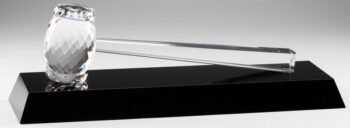 Elegant Crystal Gavel On Black Crystal Base