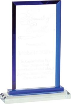 Premium Clear Rectangle Blue Glass Award