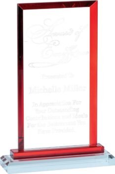 Premium Clear Rectangle Red Glass Award