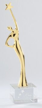 Gold Star Achievement On Clear Crystal Base