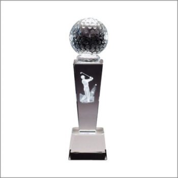 Golfer Crystal with Laser Image