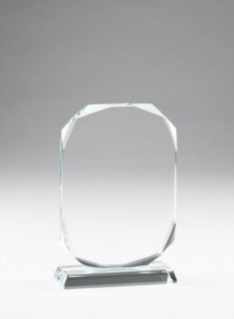 Elegant Crystal Plaque On Crystal Base  With Beveled Edges