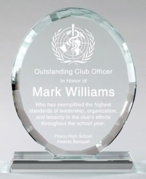 Crystal Oval  Award on Crystal Base