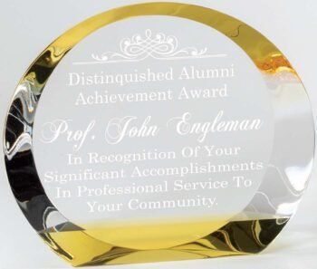 Round Crystal Award  with Gold Hues