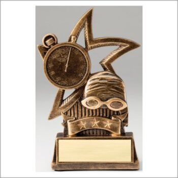 Star Series Sculpted Antique Gold Resin Trophy -Swim