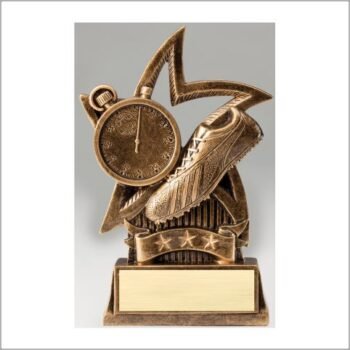 Star Series Sculpted Antique Gold Resin Trophy -Track
