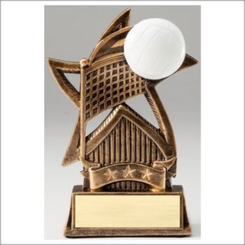 Star Series Sculpted Antique Gold Resin Trophy -Volleyball