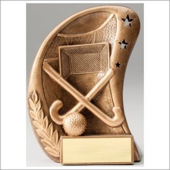 Curve Action Series Sculpted Antique Gold Resin Trophy -Field Hockey