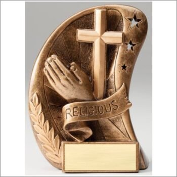 Curve Action Series Sculpted Antique Gold Resin Trophy -Religion