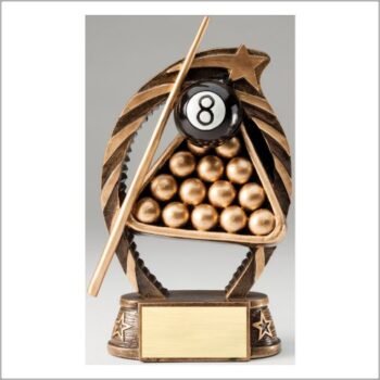 Premium Scultped Antique Gold Resin Trophy -Billiards